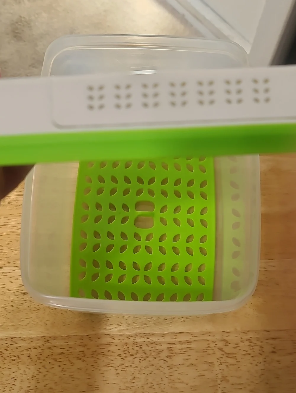 Airtight White and Green Food Storage Container with Drain Tray